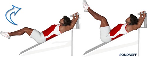 musculation et exercices abdominaux du relevé de jambes sur plan incliné